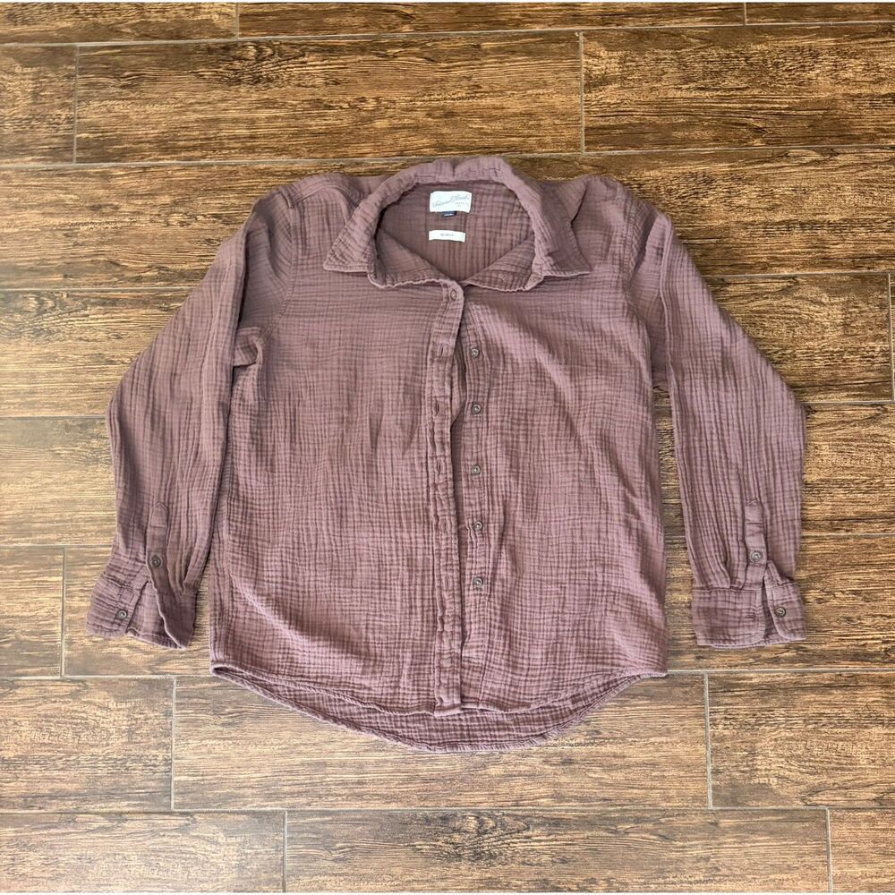 Universal Thread Mauve Gauze Button-Up Shirt - S